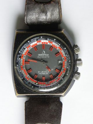 Alte Herzfeld Herrenarmbanduhr Automatic Armbanduhr Uhr Uhren 21 Jewels Selten Bild