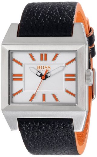 Hugo Boss Orange - Big Ben Platz Herren Schwarz Leder Uhr - In Der Box Bild