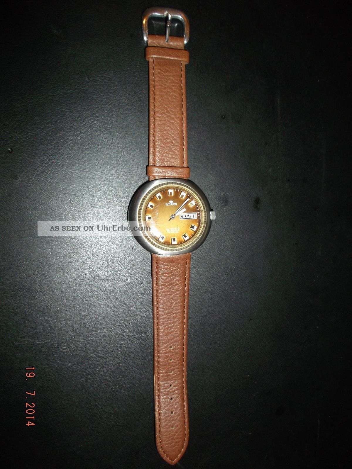 Amara Automatische Leder Armband Uhr, Tag, Datum, Vintage, Analog ...
