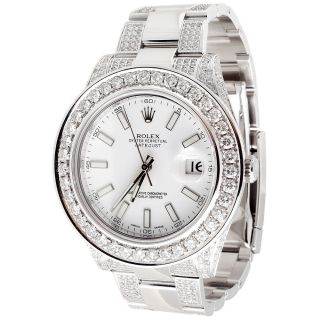 Rolex Datejust Ii Armbanduhr Herren 2 Diamanten Weiß Edelstahl 9.  06 Ct 45mm Uhr Bild