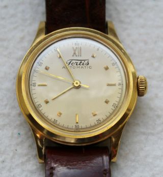 Vintage Fortis Automatic 18k Gold Armbanduhr. Bild