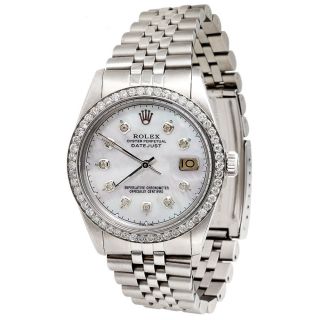 Herren Edelstahl Rolex Datejust Jubilee Diamant - Uhr - Weiß Mop DfÜ 3k Bild