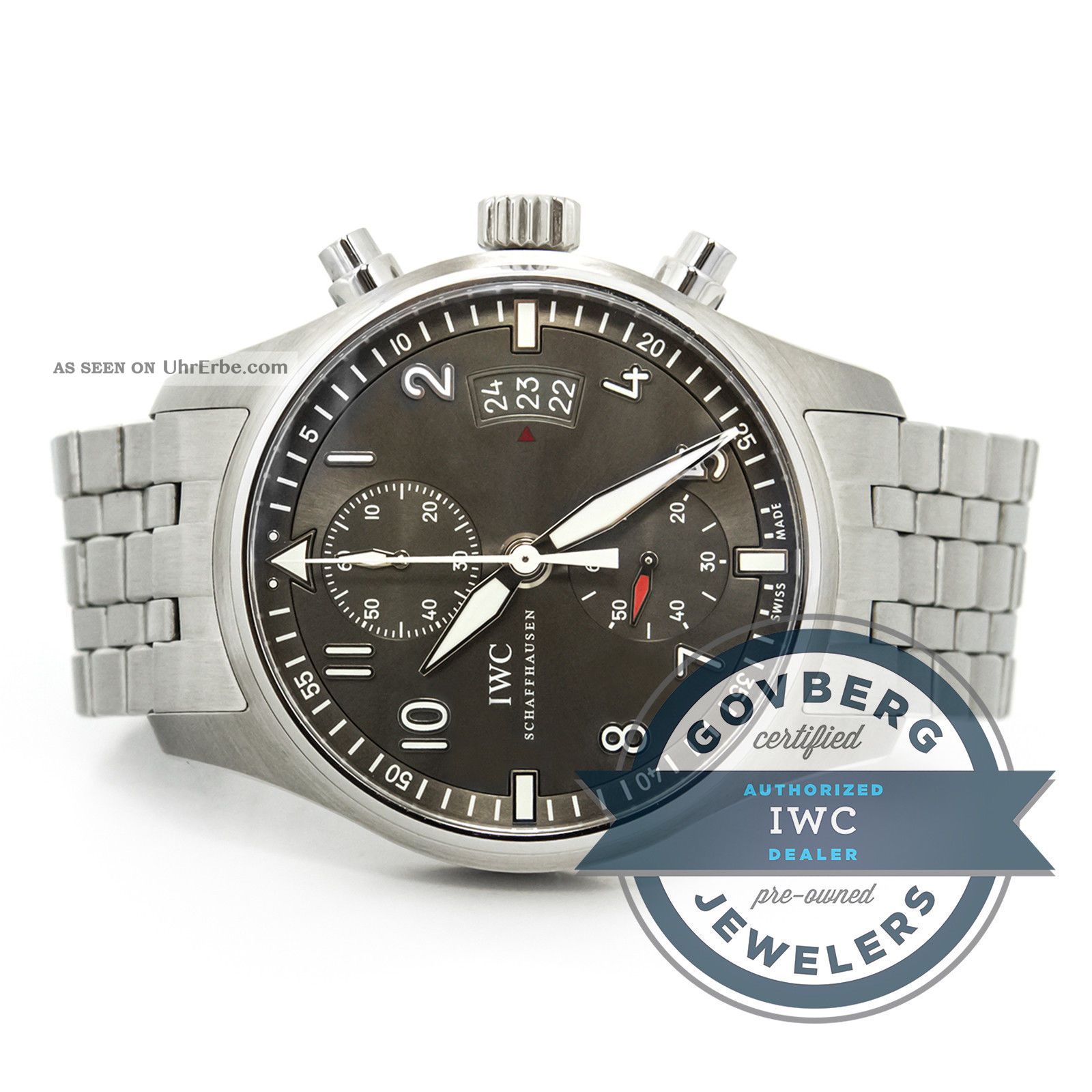 Iwc Fliege Spitfire Chronograph Stahl Automatisch Ardoise Zifferblatt Uhr Armbanduhren Bild