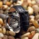 Lombard & Cie Rom Schwarze Herren Automatik Armbanduhr Mit Lederband & Mondphase Armbanduhren Bild 4