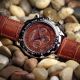 Herren Automatik Uhr Armbanduhr Offene Unruhe Leder Braun Tag/nachtanzeige Armbanduhren Bild 2