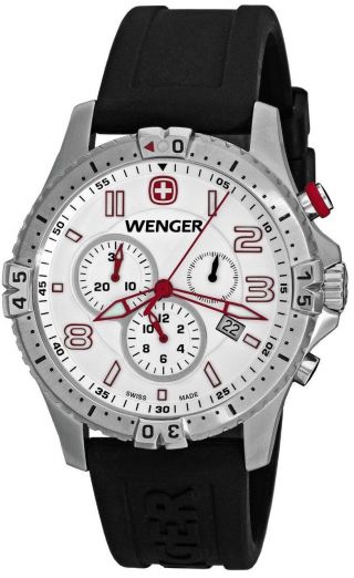 Armbanduhr Wenger Swiss 77050 Squadron Chronograph Herren Schwarz Gummi Bild