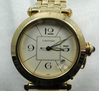 Cartier Pasha 750er Gelb Gold Automatic Uhr Armbanduhr Bild