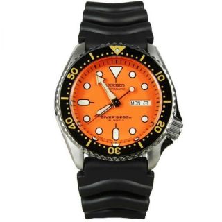 Nagelneu Seiko Skx011j1 Scuba Orange Kautschuk Armbanduhr Diver ' S 200 Automatik Bild
