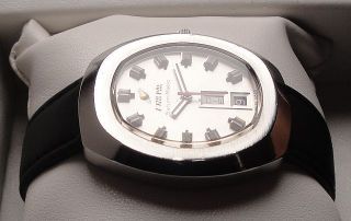 Vintage Armbanduhr Automatic Enicar Saturn - Matic – Day Date In Edelstahl Bild