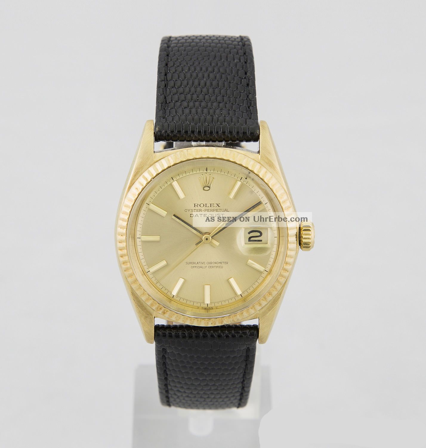 Rolex Datejust 750 Gold Mit Lederband Ref.  1601 Cal.  1570 Von 1967 Armbanduhren Bild