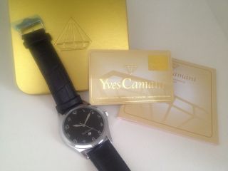 Yves Camani Allier Armbanduhr Lederarmband Uhr Schwarz Silber Mit Datum Bild