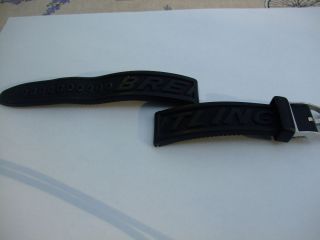 Breitling Orig.  Kautschuk - Armband,  Dornschließe Schwarz Bild