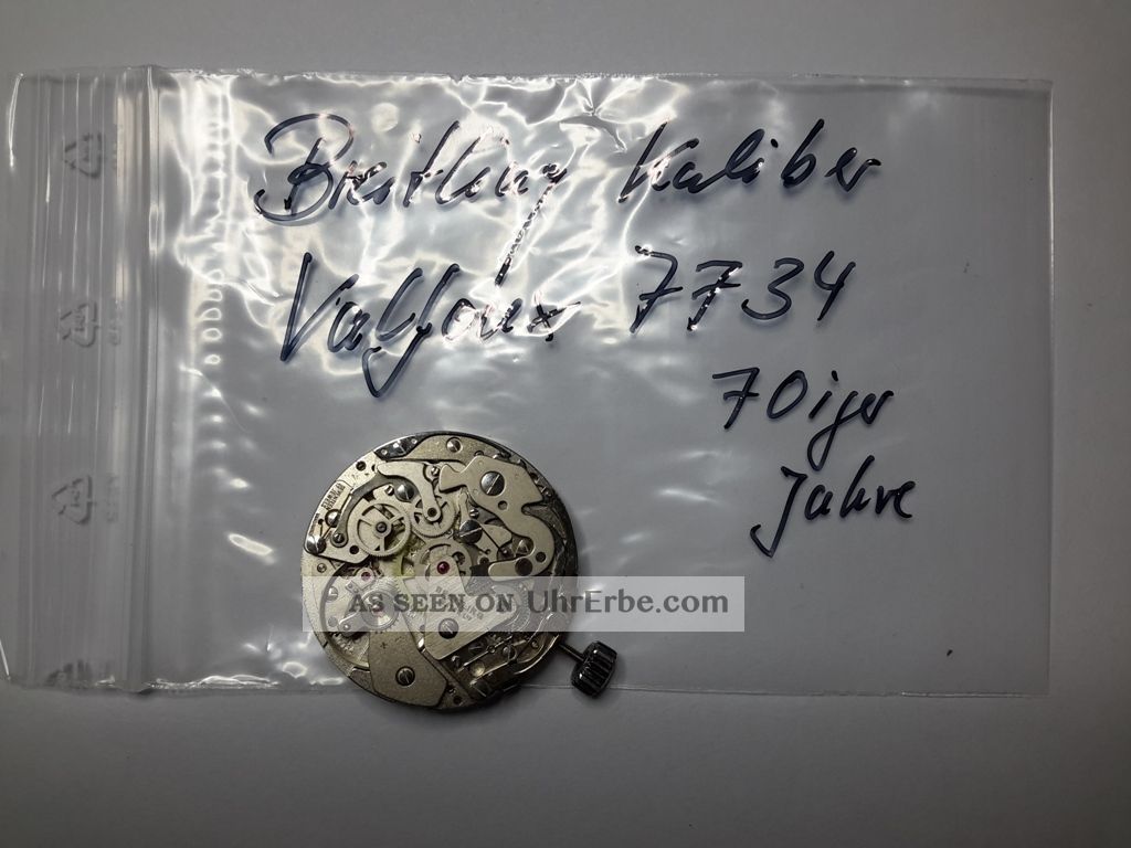 Breitling - - Werk - - Kaliber - - Valjoux 7734 Mit Datumsscheibe 60 Iger Jahre Armbanduhren Bild