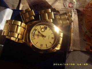 Designer Luxus Schweizer Herrenuhr Vergoldet Gold 585 Eden Swiss Made Uhr Ovp Bild
