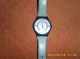 Swatch Armbanduhr Flach Lederarmband Hellblau Damenuhr Armbanduhren Bild 2