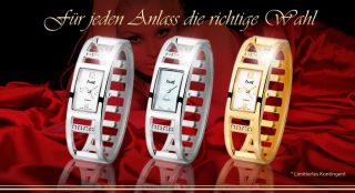 Spangenuhr Damenuhr Fame Armbanduhr Silber Gold Stahl Strass Spangetrend Uhr Top Bild