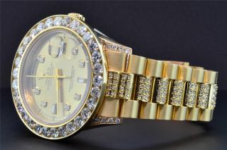 Rolex Date Präsident 18k Gold - Diamant - Uhr Individuelle Lünette 39mm Bild