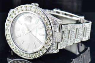 Herren Armbanduhr Rolex Datum Just Ii 2 Iced Out Mit Echten Diamanten 46mm Bild