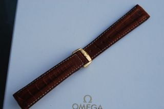 Omega 20mm Faltschließe 18kt/750er Gold Krokodil Armband/bracelet 2 Bild