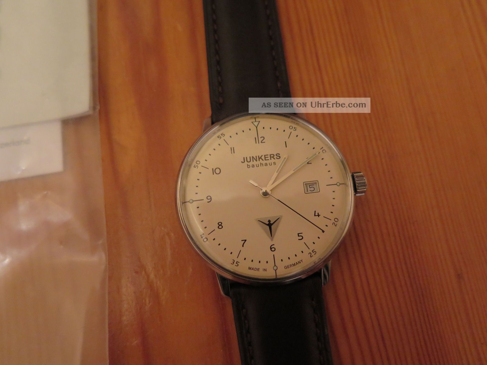 Junkers Bauhaus Herrenuhr 6046 - 5 Uhr Quarz Lederarmband Stowa Armband 40mm Armbanduhren Bild