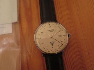 Junkers Bauhaus Herrenuhr 6046 - 5 Uhr Quarz Lederarmband Stowa Armband 40mm Bild