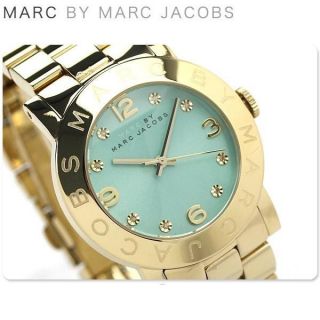 Neue Marc Jacobs Damen - Armbanduhr Armband Gold Amy Swarovski Minze Zifferblatt Bild