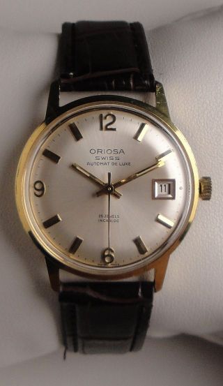 Elegante Vintage Armbanduhr Automatic Oriosa „automat De Luxe“ M.  Datumsanzeige Bild