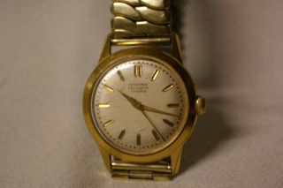 Alte Hau Uhr Von Junghans Trilastic Vergoldet 17 Jewels Bild