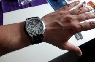 Armbanduhr Herren Damen Schwarz Mit Kunst - Lederarmband Diesel Time Bild