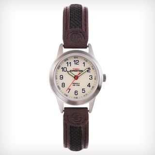 Timex T41181 Damen ' S Weiß Dial Nylon Und Braun Band Stahl Watch Bild