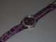 Damen Armbanduhr Mit Lila Armband In Kroko - Optik,  Kristalle,  David Sigal Armbanduhren Bild 1