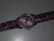 Damen Armbanduhr Mit Lila Armband In Kroko - Optik,  Kristalle,  David Sigal Armbanduhren Bild 3
