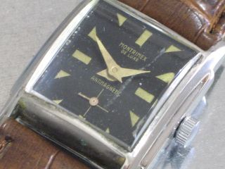 Montrimex De Luxe Herren - Armbanduhr Mech.  Kleine Sekunde Rechteckig Glas Gewölbt Bild