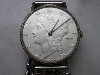 Sarcar Geneve Herren Armband Uhr Handaufzug Mechanisch Silber 925 Top Selten Bild