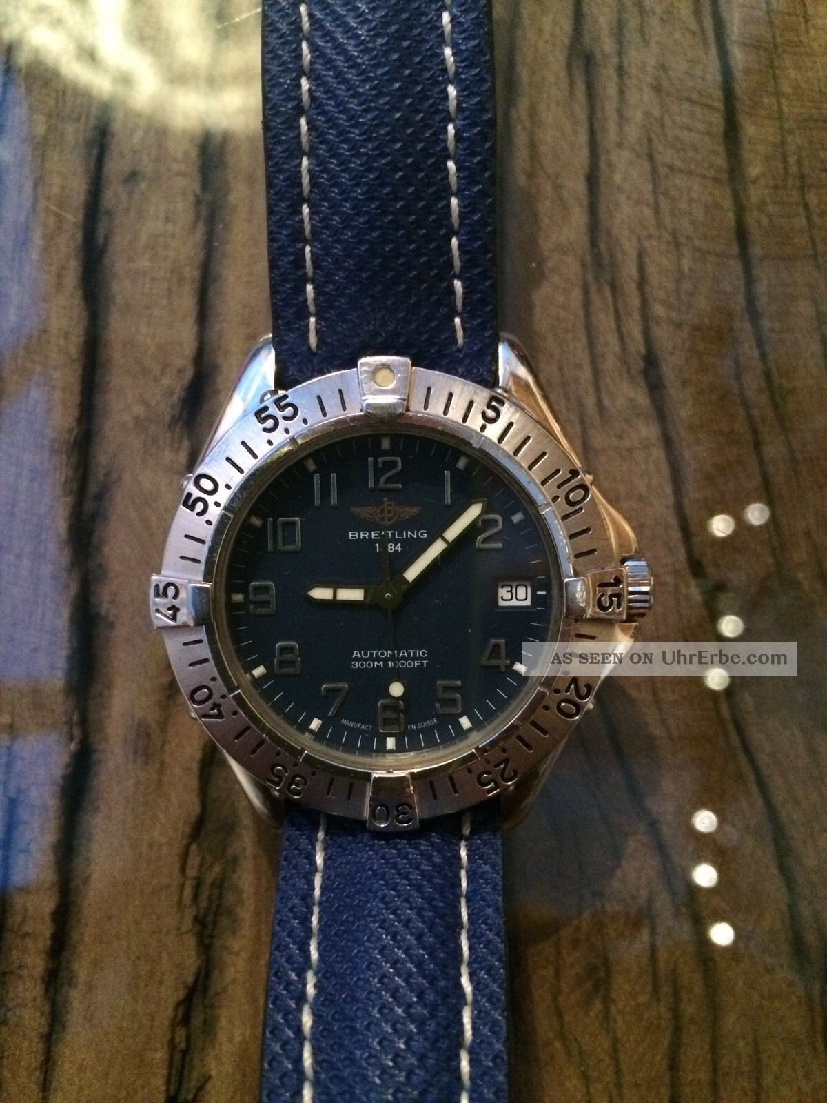 Breitling Colt Automatik Ll Herren Uhr 37mm Stahl/stahl Blau Armbanduhren Bild