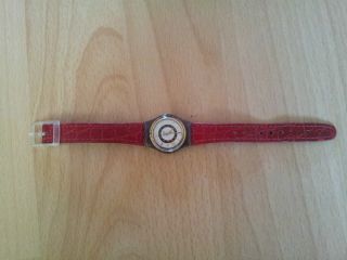 Swatch Damen Uhr Leder Armband Rot Kroko Bild