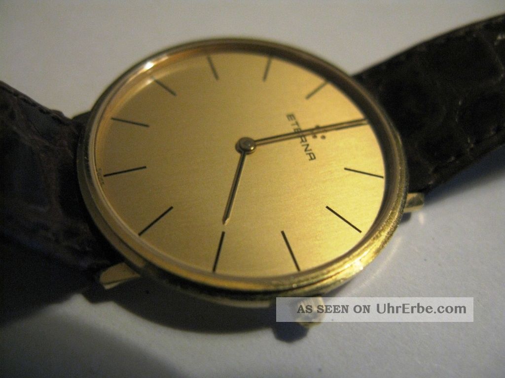 Klassisch - Elegante Herren Armband Uhr Eterna Aus 585 (14 Kt. ) Gold Armbanduhren Bild