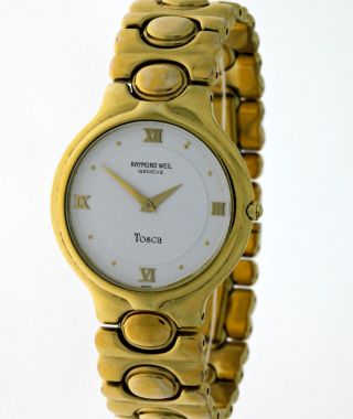 Elegante Raymond Weil Geneve Tosca 9141 - 3 Damen Dresswatch 18k.  Goldplated - Box Bild