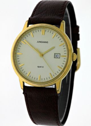 Klassisch Elegante Junghans Gold Quartz Herren Armbanduhr - Dresswatch - 90ies Bild