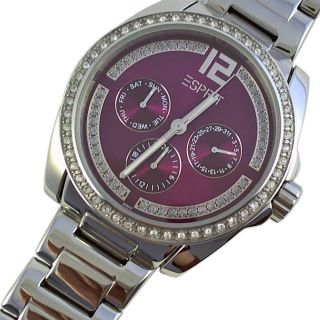 Esprit Armbanduhr Damenuhr Uhr Glänzend Violett Lila Purple Glitzer Strass Bild