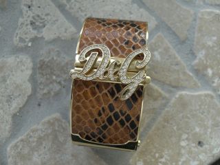 Spangenuhr Von Dolce & Gabbana Schlangenlederoptik Cognac / Gold Neuw Bild