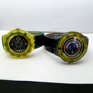 2 X Swatch Scuba Von 1992 Mit Neuer Marken Batterie Bild