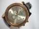Damen Uhr Strass Zirkonia Gross Rosé - Gold Chronograph Kroko Lederarmband Armbanduhren Bild 11