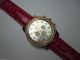 Damen Uhr Strass Zirkonia Gross Rosé - Gold Chronograph Kroko Lederarmband Armbanduhren Bild 4