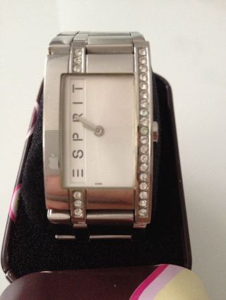 Ovp Esprit Houston Analog Armbanduhr Silber Damenuhr Kristalsteinen Uhr Bild