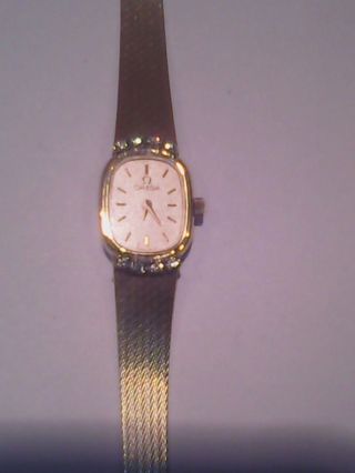 Omega Damen Armband Uhr Gold 858.  Mit 8 Brillanten Bild
