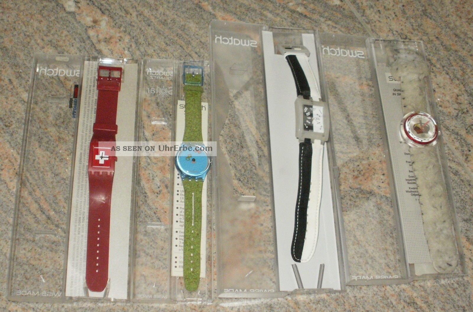 Swatch 4 X Uhren: Subr100,  Gn197,  Sufk104,  Pmr102 Mit Verpackung Ex Sammlung Armbanduhren Bild