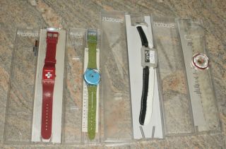 Swatch 4 X Uhren: Subr100,  Gn197,  Sufk104,  Pmr102 Mit Verpackung Ex Sammlung Bild
