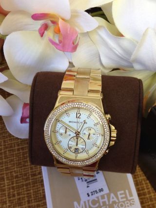 Michael Kors Mk5386 Damen Chronograph Glitz Gold Watch Weihnachten Bild