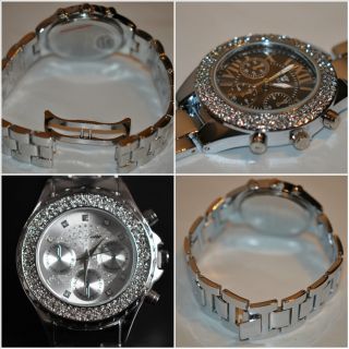 Lafissimo Designer Chronograph,  Damenuhr,  Damen Strass Uhr,  Schwarz,  Silber Bild